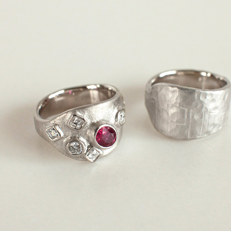 Cocktail ring and wedding rings
