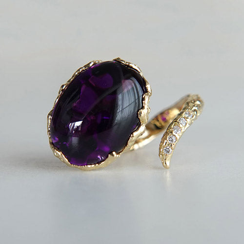 s*u様 紫色石とマーカサイト リング Amethyst open ring – SHINDO HARUKA